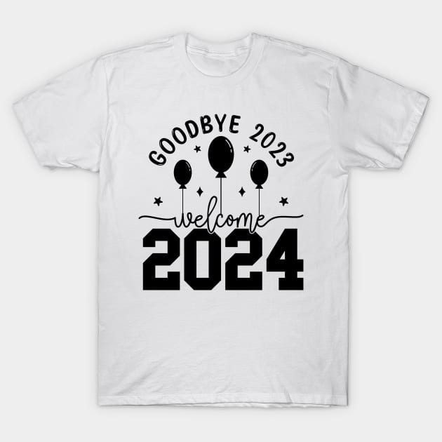 Goodbye 2023 Welcome 2024 T-Shirt by MZeeDesigns